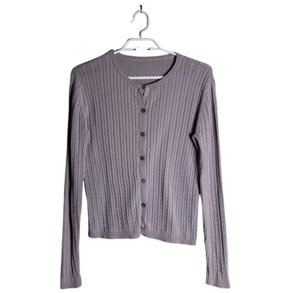 Sweaters - Women’s Lilac Crewneck Knit Button Up Cardigan